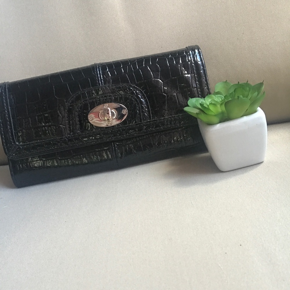 Patent/faux LEATHER black WALLET clutch